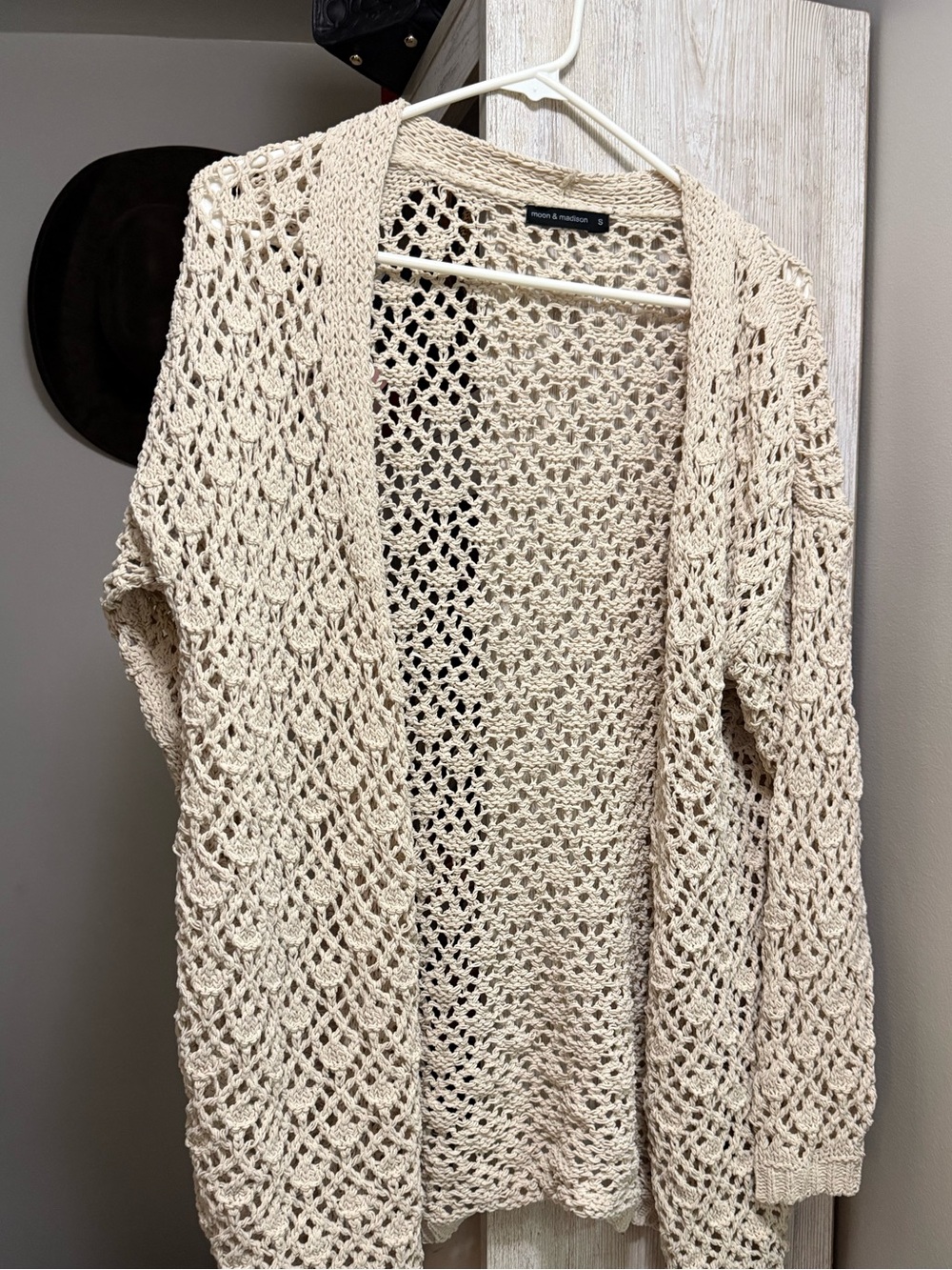 moon & madison Open-Knit Cream Cardigan Sweater